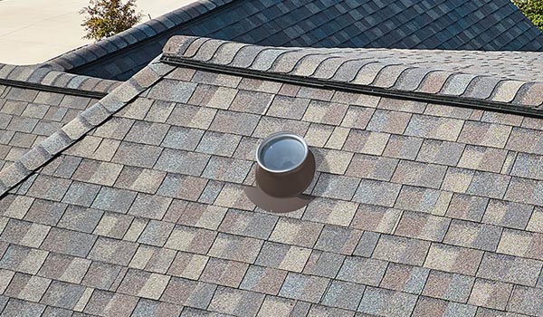 Aerial view of two NLES tubular skylight on residential home mobile